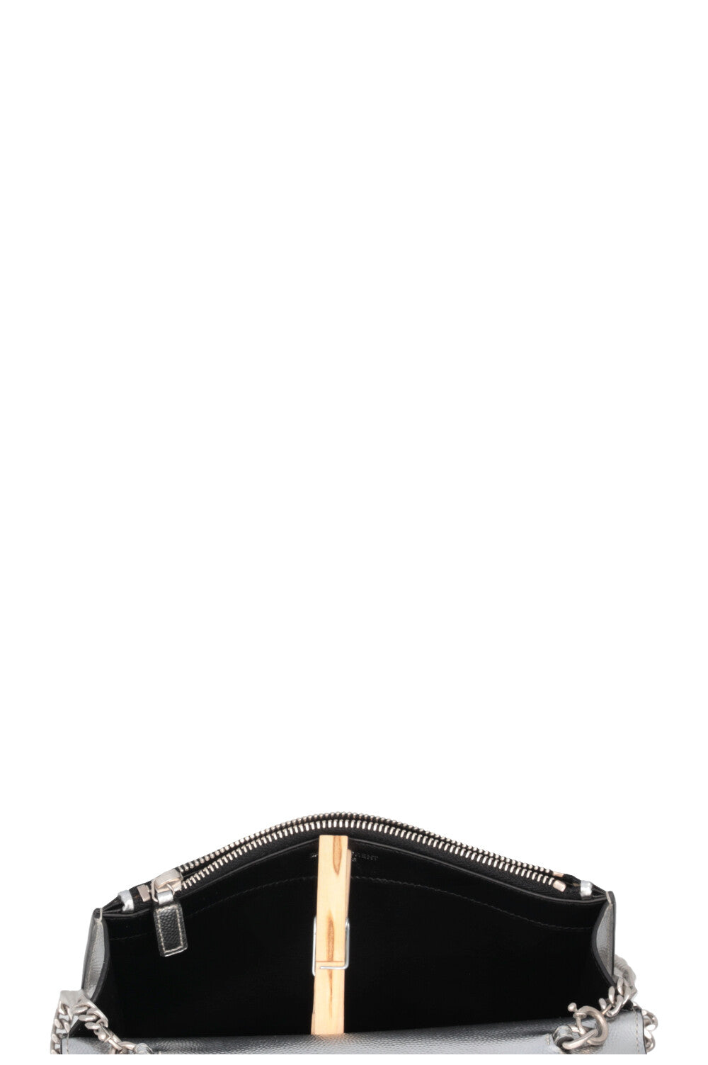 SAINT LAURENT Petit sac bandoulière Kate à pompon argenté