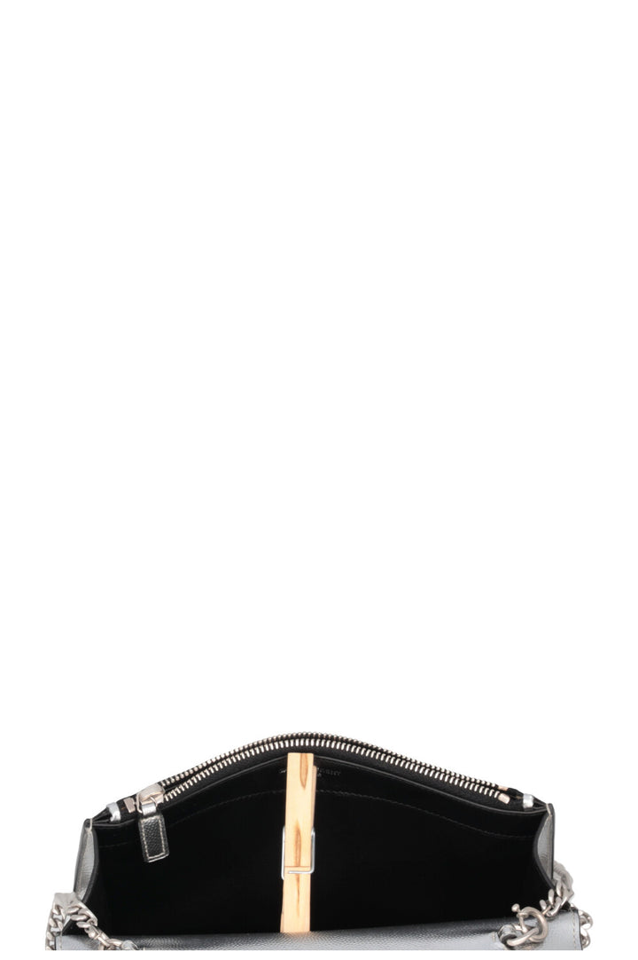 SAINT LAURENT Petit sac bandoulière Kate à pompon argenté