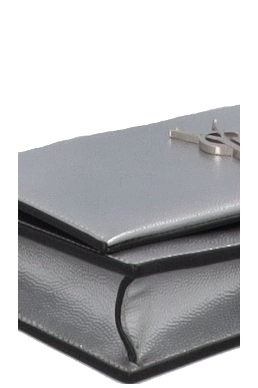 SAINT LAURENT Petit sac bandoulière Kate à pompon argenté