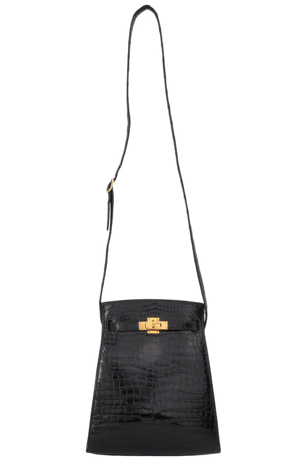 HERMÈS Kelly Sport PM Alligator Mississippiensis Noir Gold