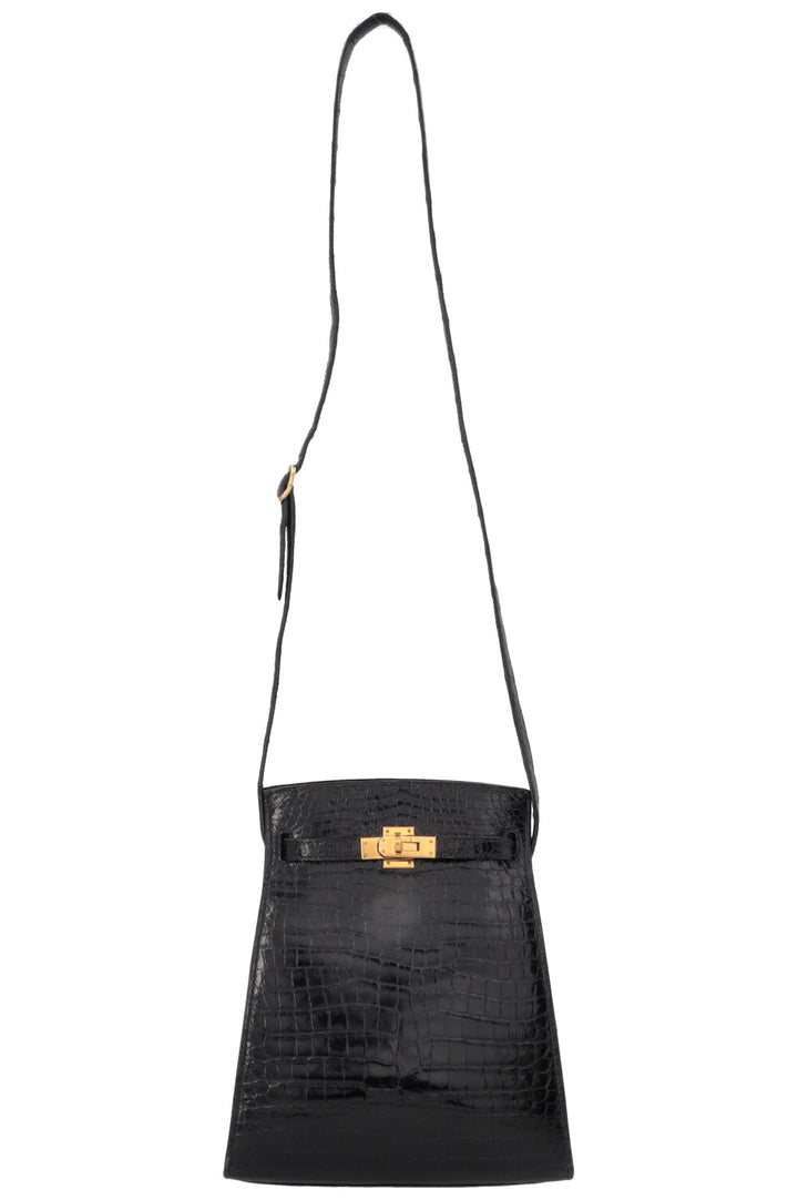 HERMÈS Kelly Sport PM Alligator Mississippiensis Noir Gold