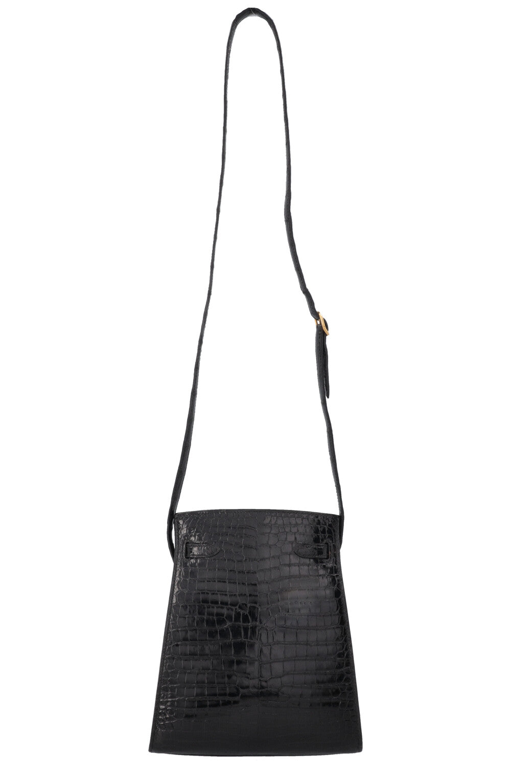 HERMÈS Kelly Sport PM Alligator Mississippiensis Noir Gold