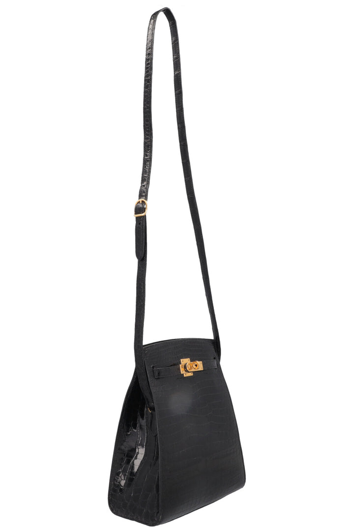 HERMÈS Kelly Sport PM Alligator Mississippiensis Noir Gold