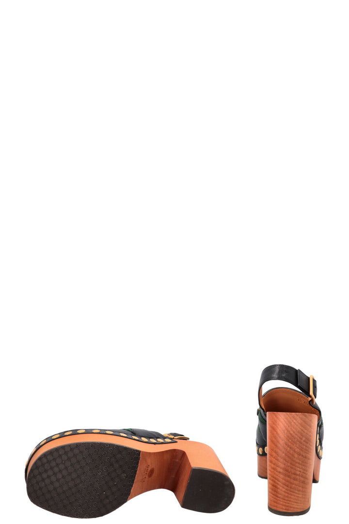 Sabots à plateforme GUCCI Horsebit en cuir noir