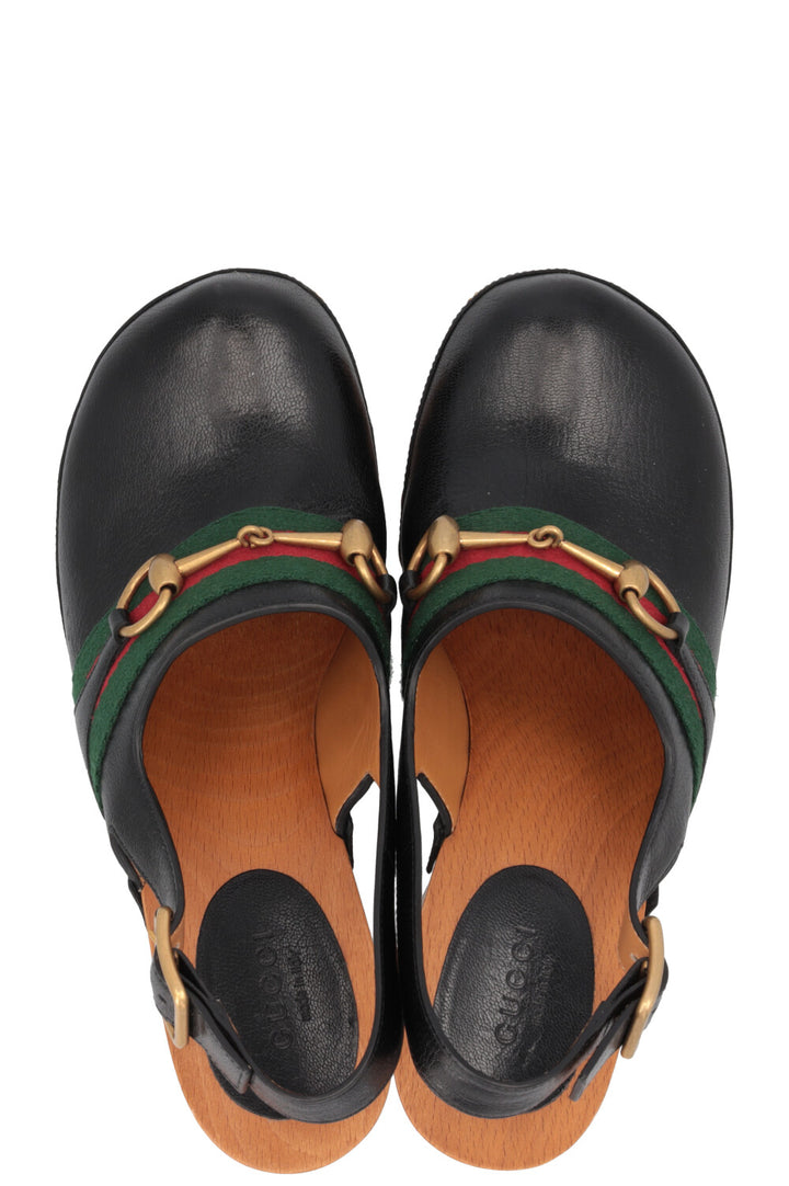 Sabots à plateforme GUCCI Horsebit en cuir noir