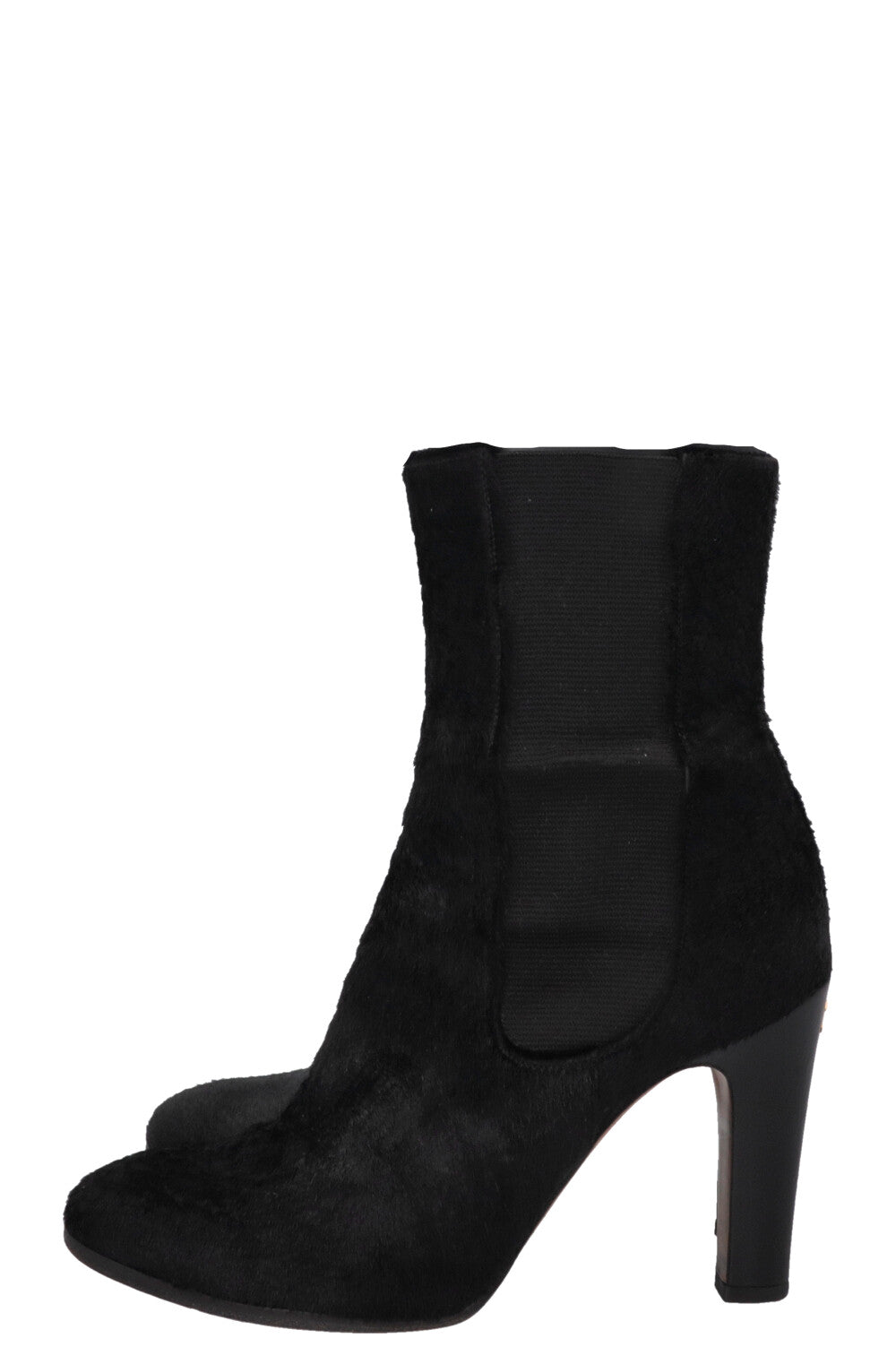 CHANEL Calf Hair Ankle Boots Black