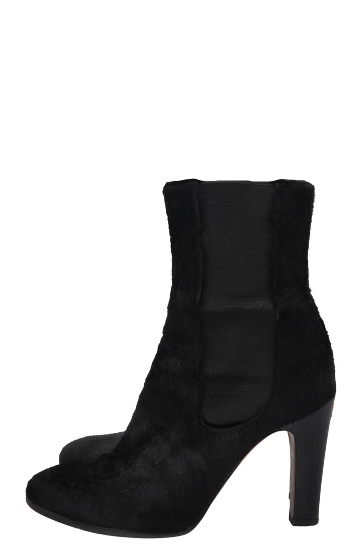 CHANEL Calf Hair Ankle Boots Black