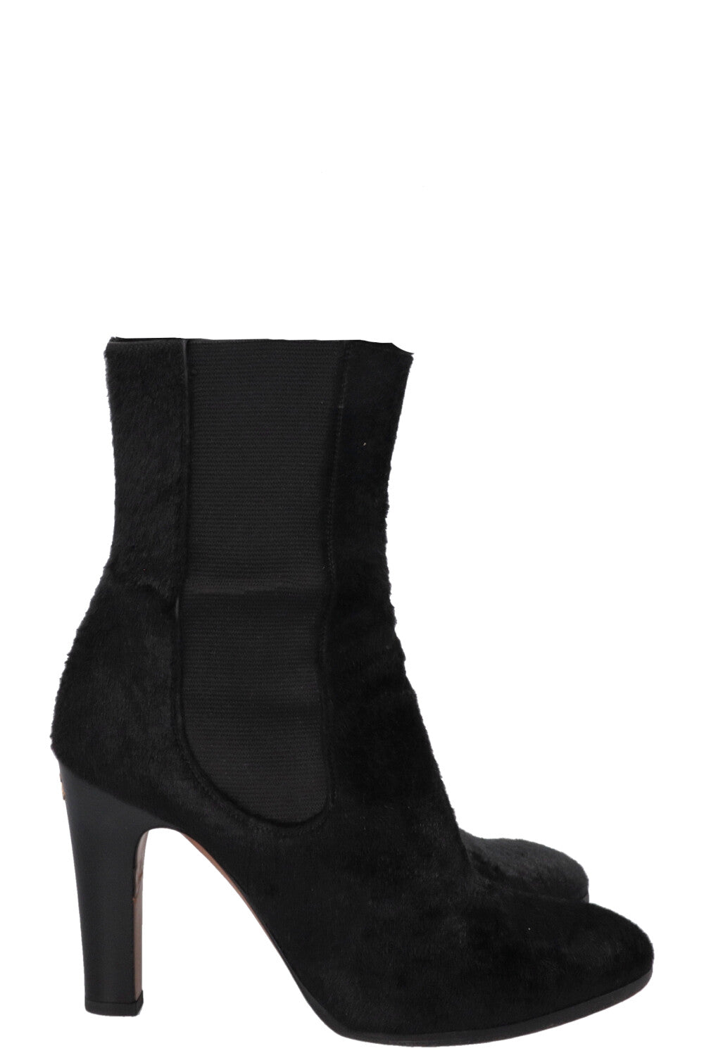 CHANEL Calf Hair Ankle Boots Black