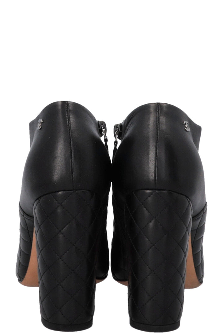 CHANEL Quilted Ankle Boots Black