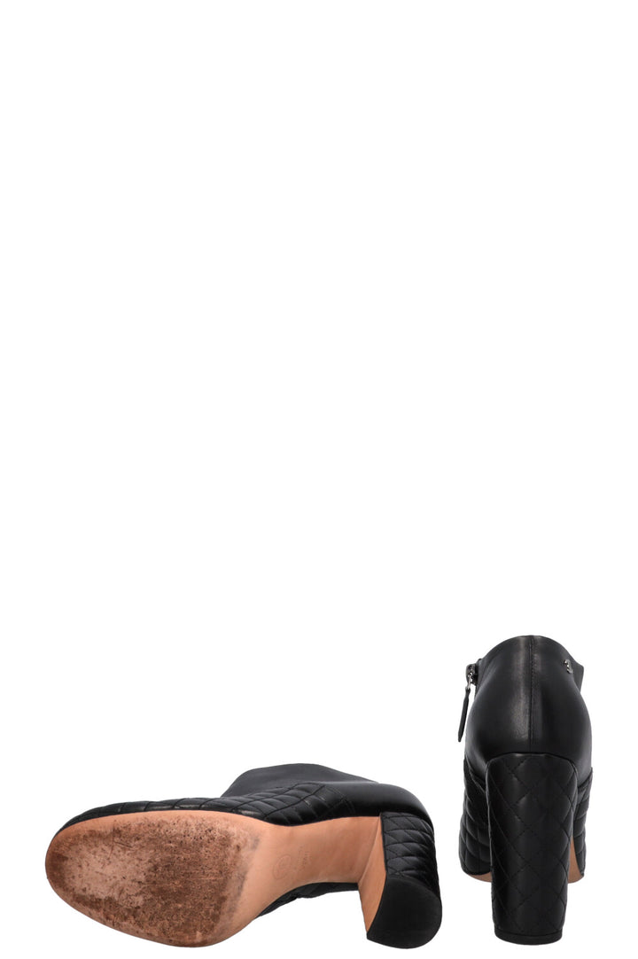 CHANEL Quilted Ankle Boots Black