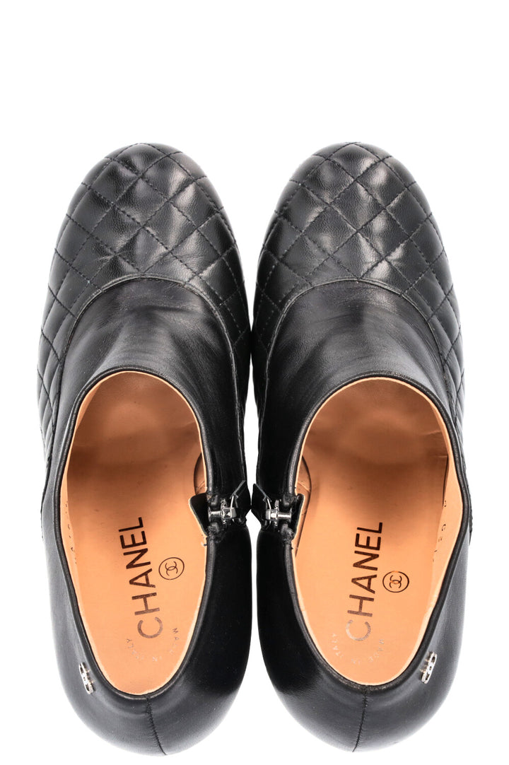 CHANEL Quilted Ankle Boots Black