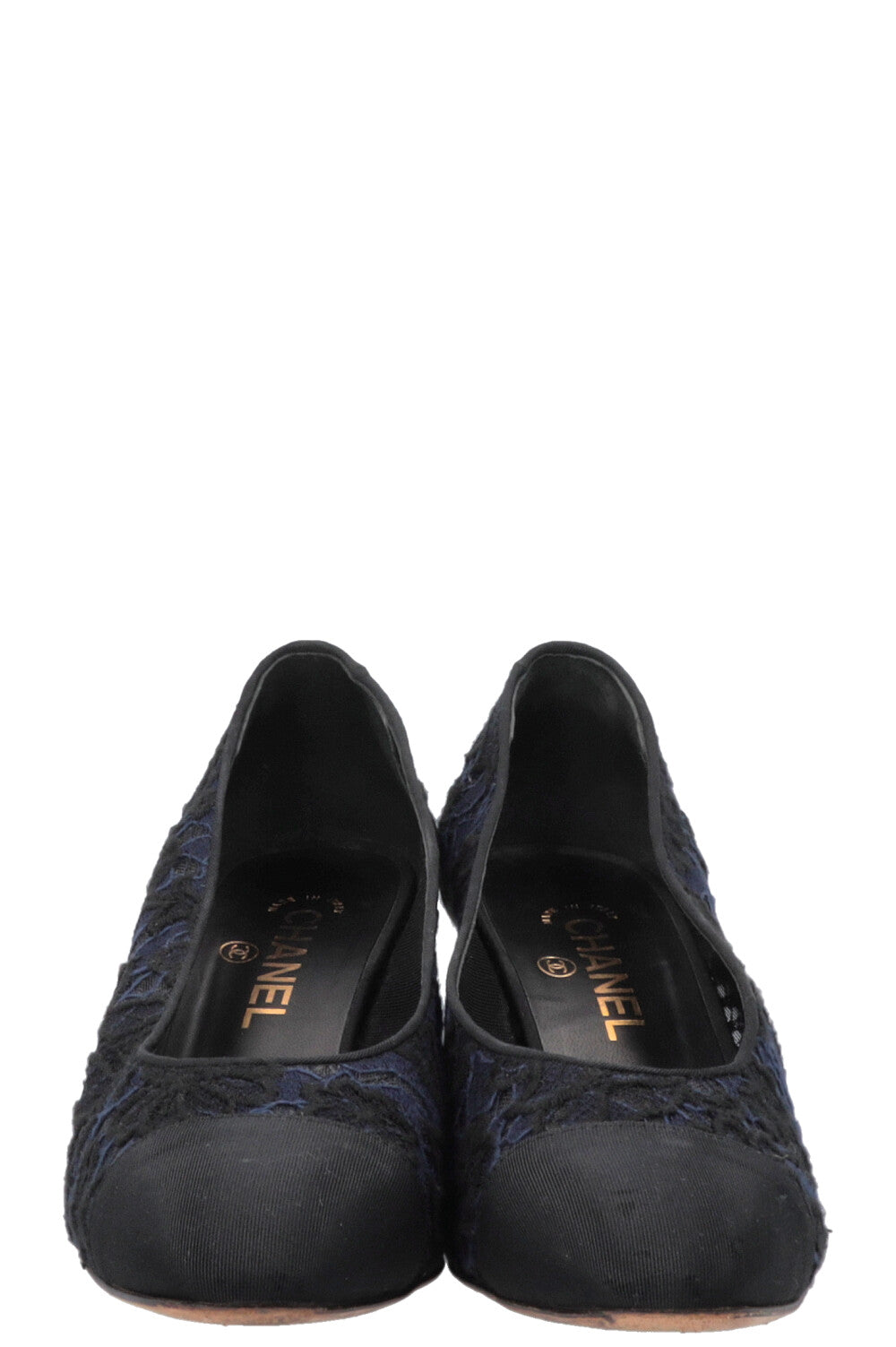 CHANEL Classic Lace Heels Navy Black