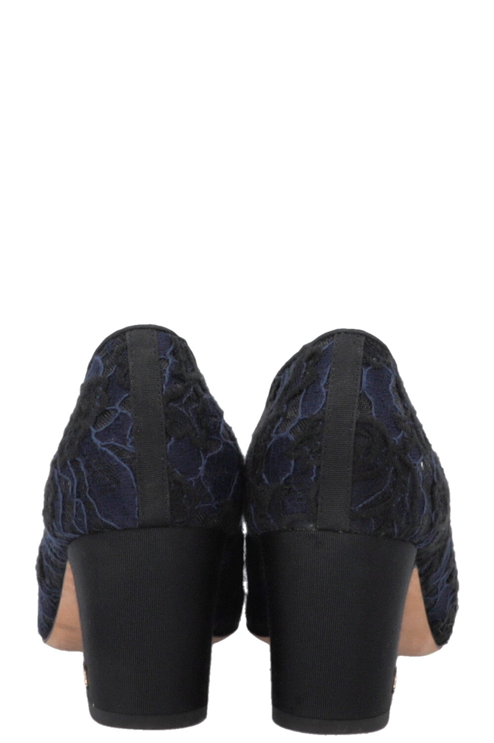 CHANEL Classic Lace Heels Navy Black