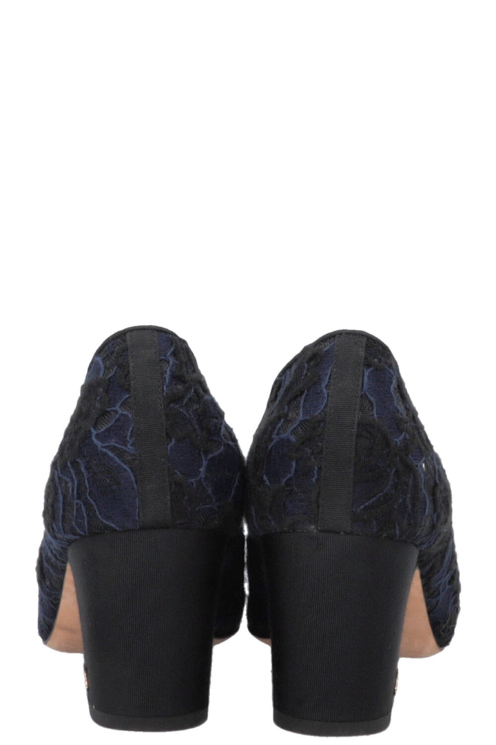 CHANEL Classic Lace Heels Navy Black