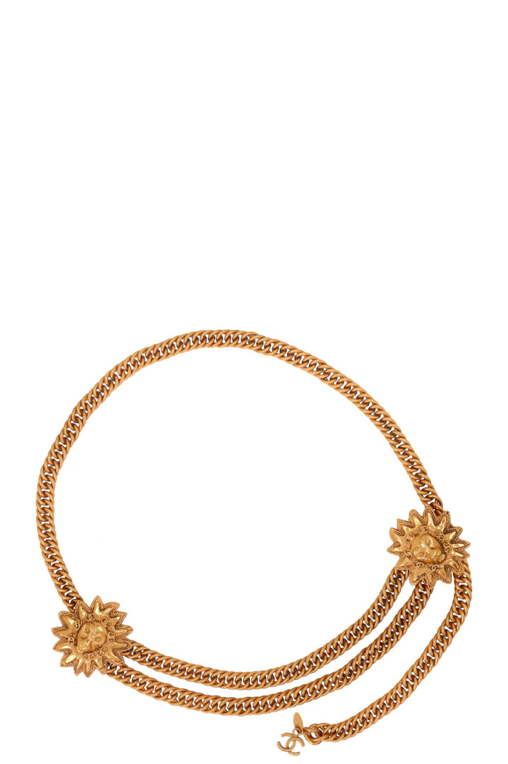 CHANEL Lion Head Sun Chain Belt Gold