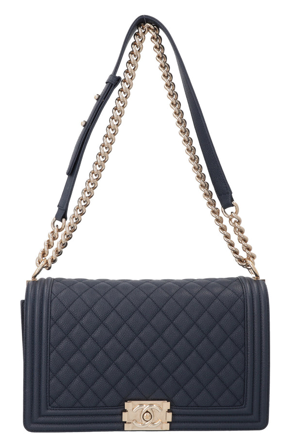 CHANEL Grand Sac Boy Caviar Marine