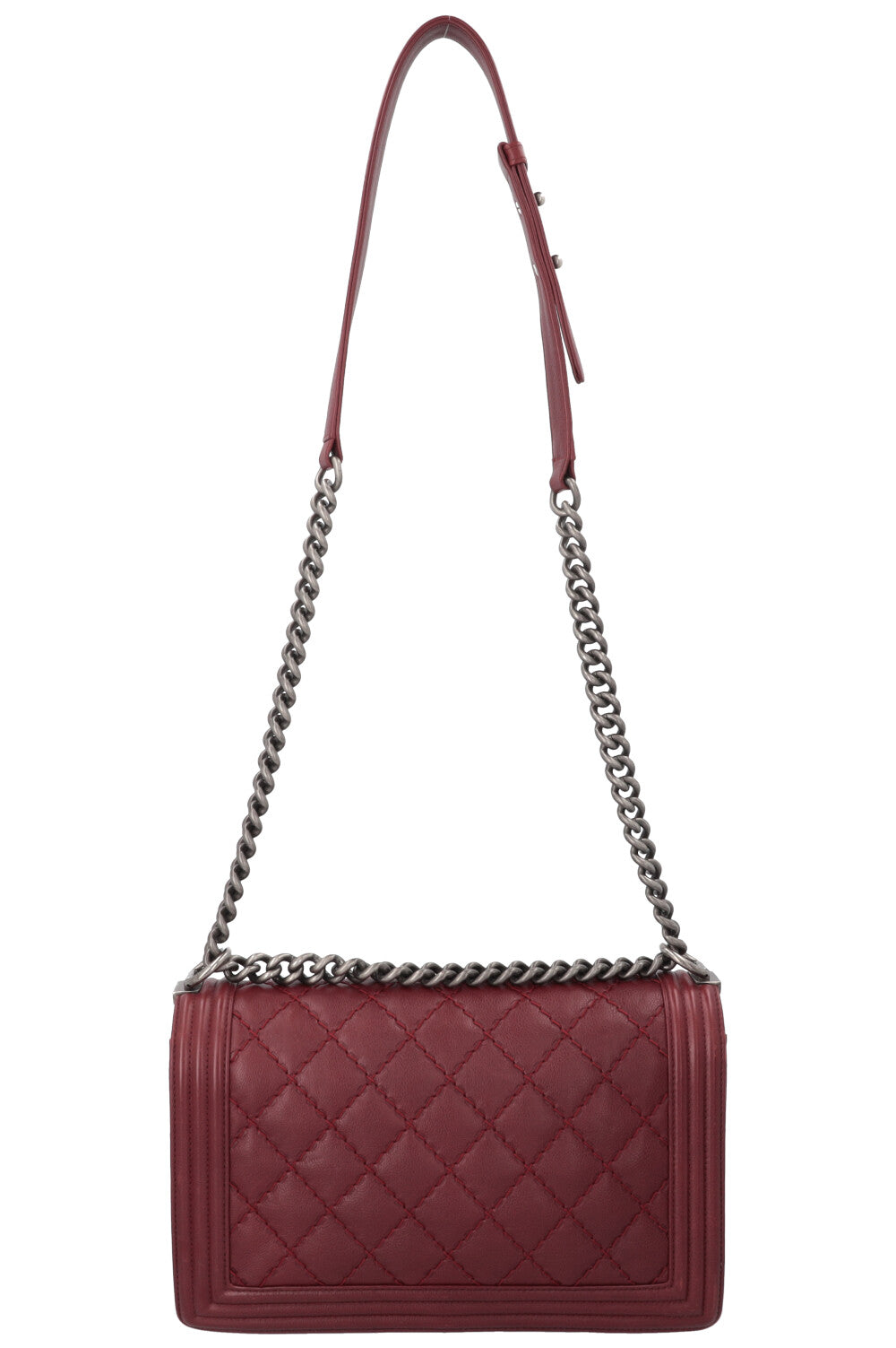 CHANEL Large Boy Bag Leather Bordeaux