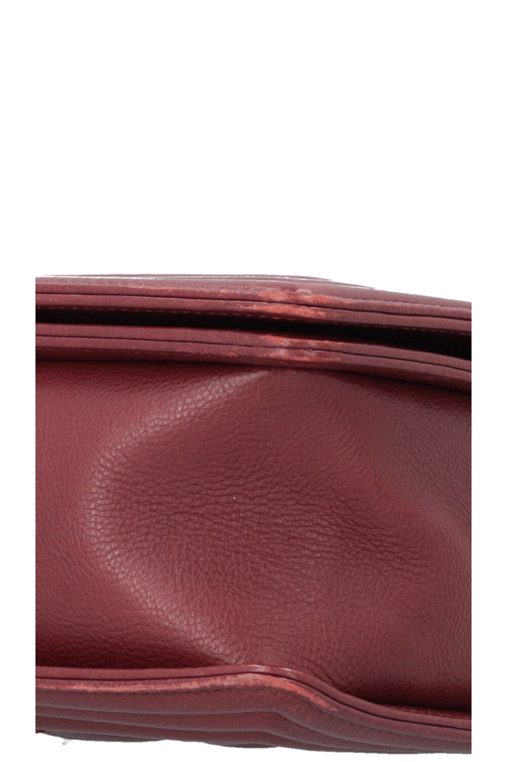 CHANEL Large Boy Bag Leather Bordeaux