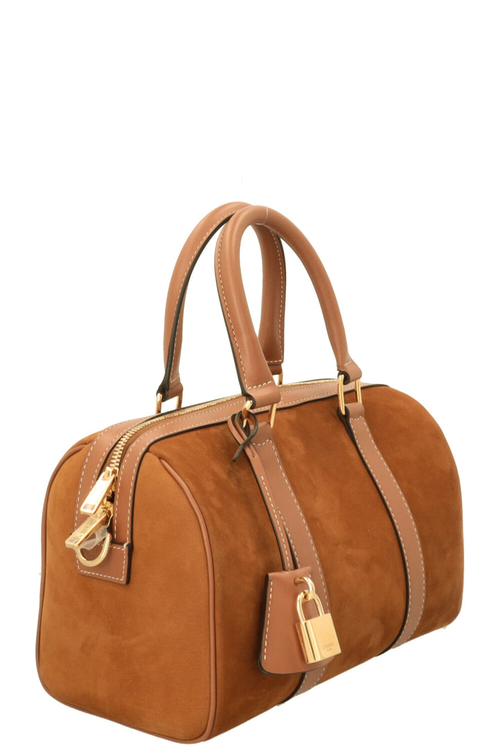 CELINE Boston Bag Suede Cognac