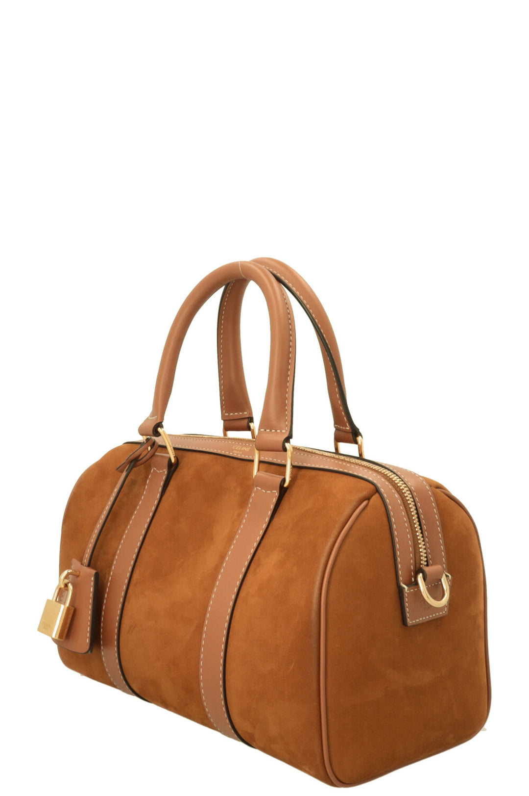 CELINE Boston Bag Suede Cognac