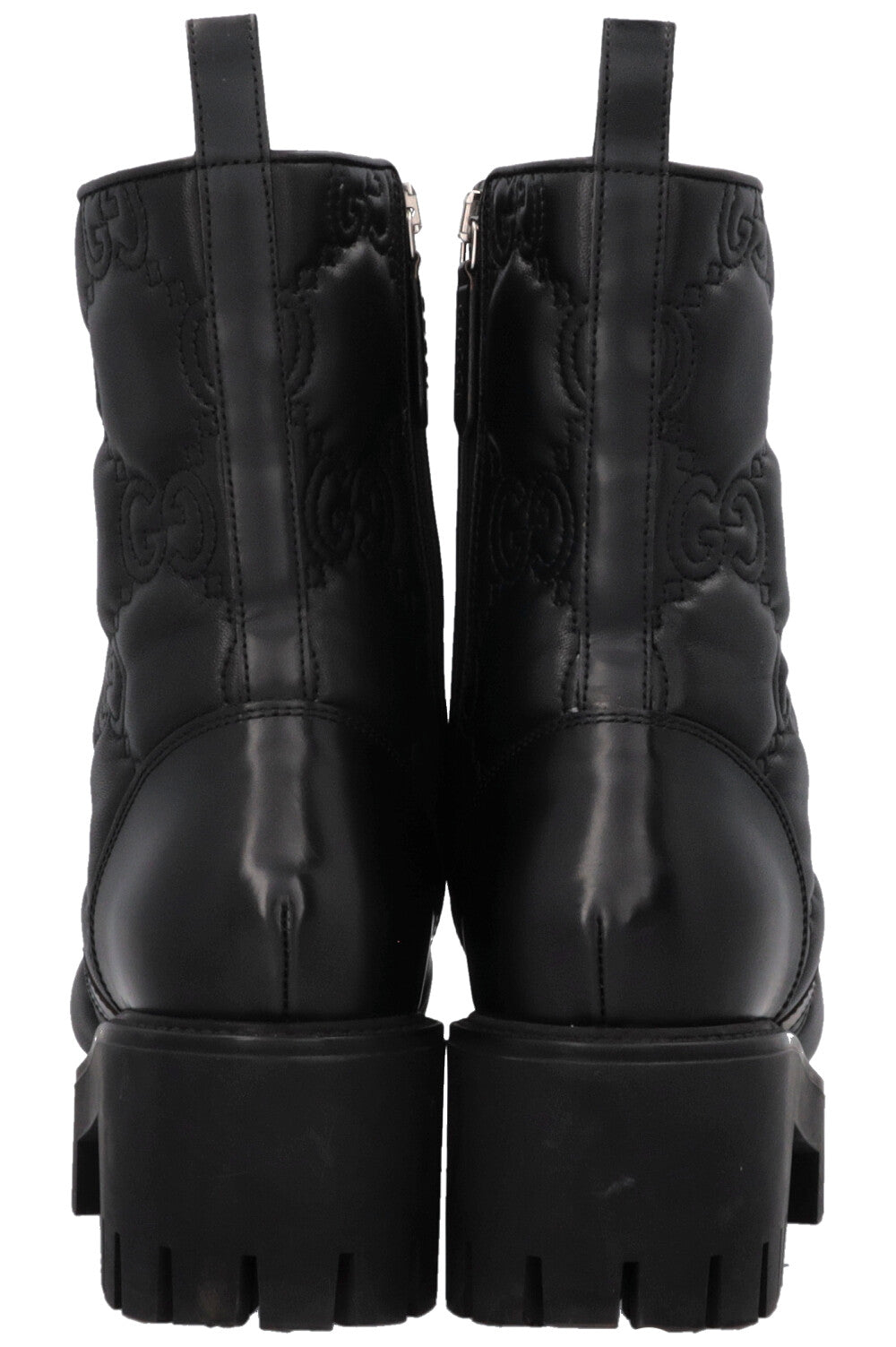 GUCCI GG Combat Boots Leather Black