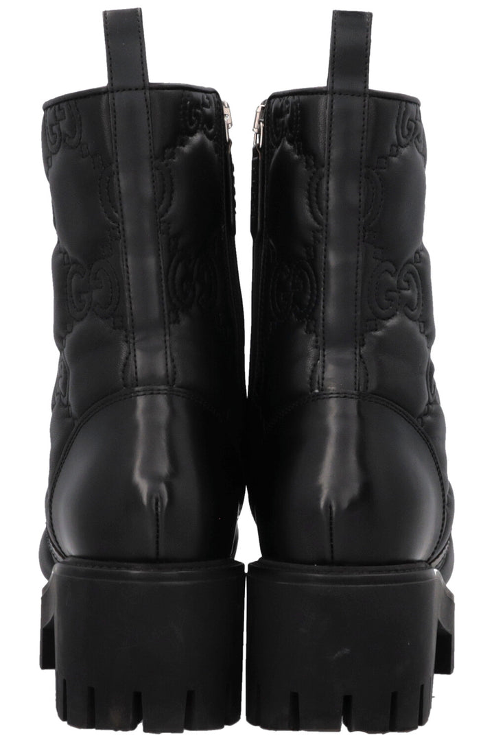 GUCCI GG Combat Boots Leather Black