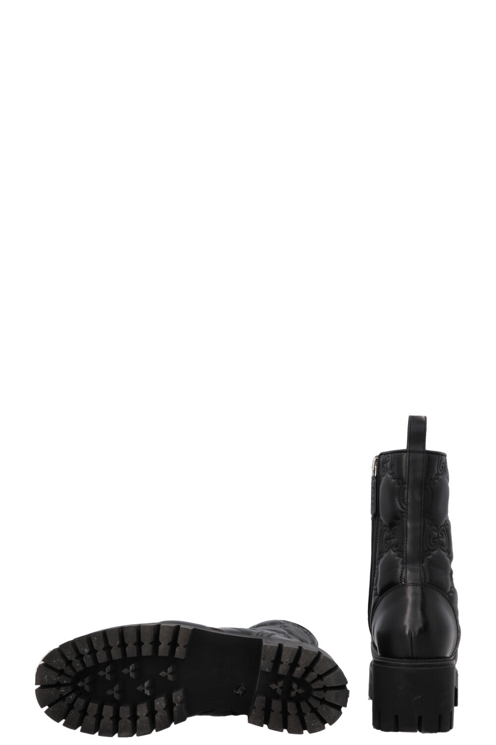 GUCCI GG Combat Boots Leather Black