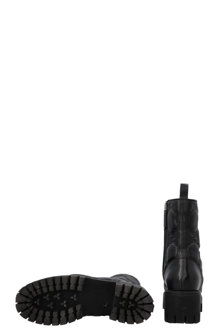 GUCCI GG Combat Boots Leather Black