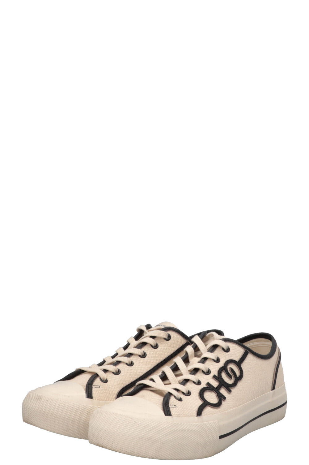 JIMMY CHOO Logo Sneaker Canvas Ivory