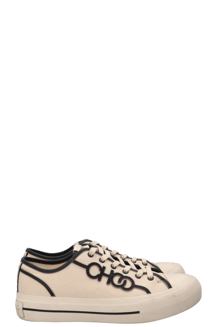 JIMMY CHOO Logo Sneaker Canvas Ivory