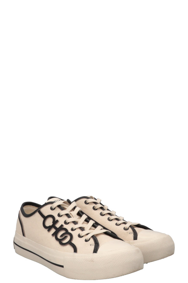 JIMMY CHOO Logo Sneaker Canvas Ivory