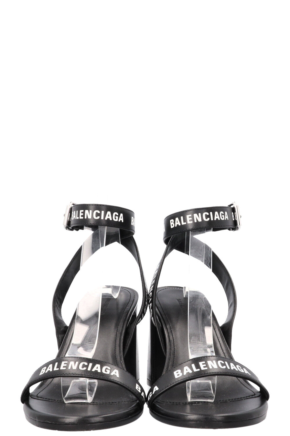 BALENCIAGA Logo Sandals Leather Black
