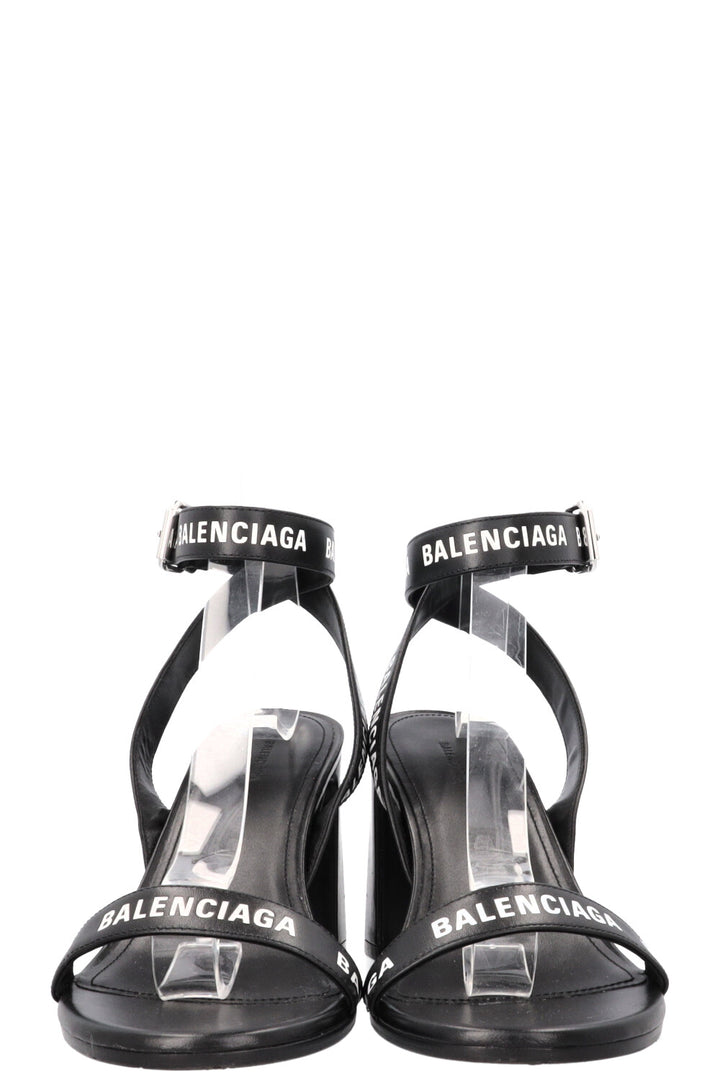 BALENCIAGA Logo Sandals Leather Black