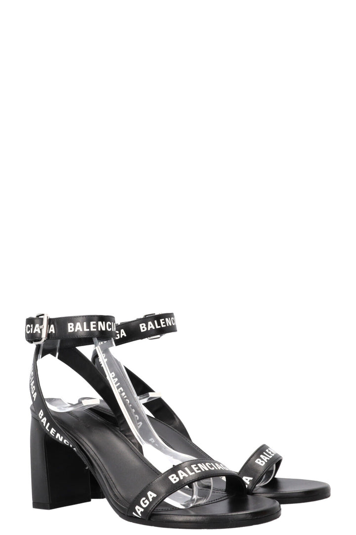 BALENCIAGA Logo Sandals Leather Black