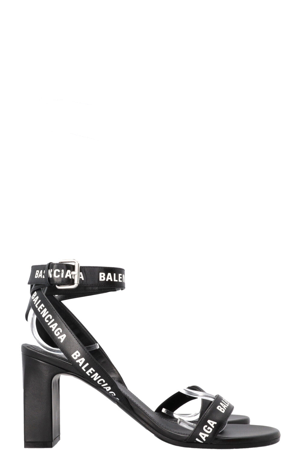 BALENCIAGA Logo Sandals Leather Black