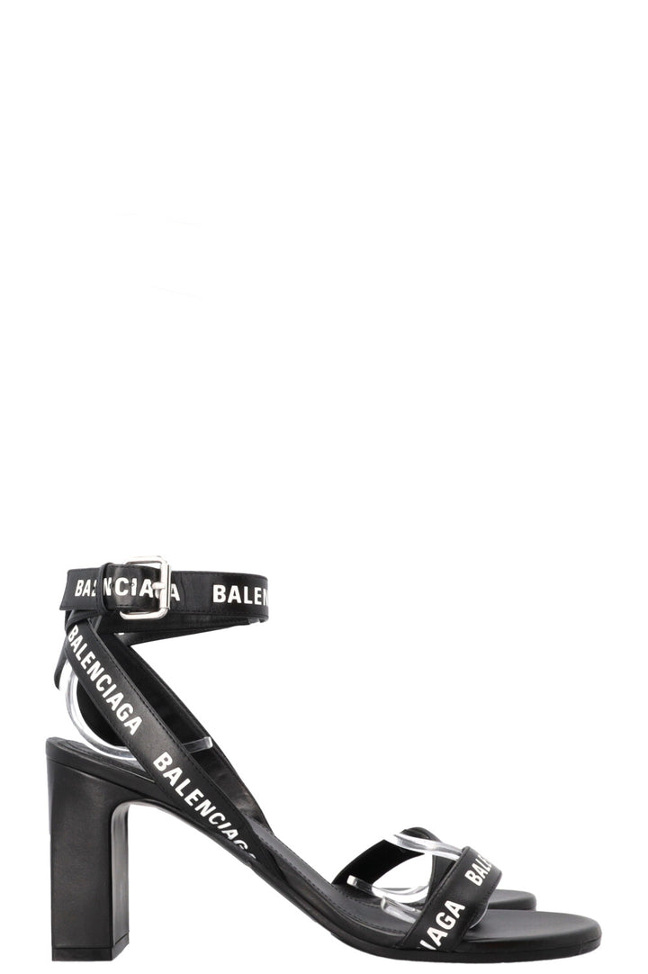 BALENCIAGA Logo Sandals Leather Black