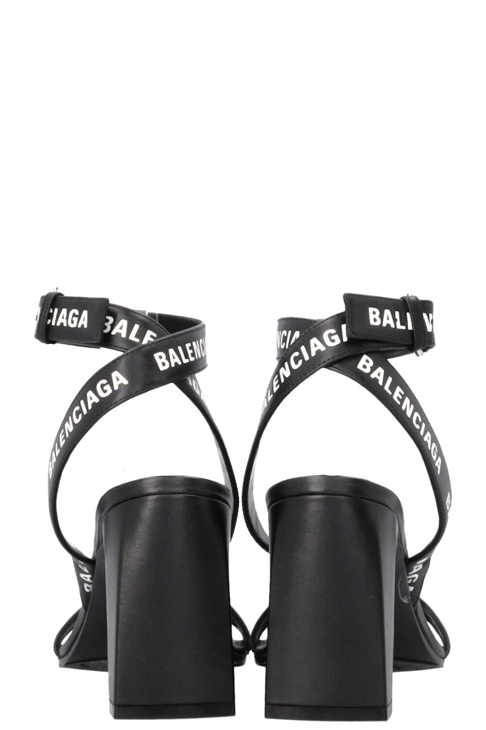 BALENCIAGA Logo Sandals Leather Black