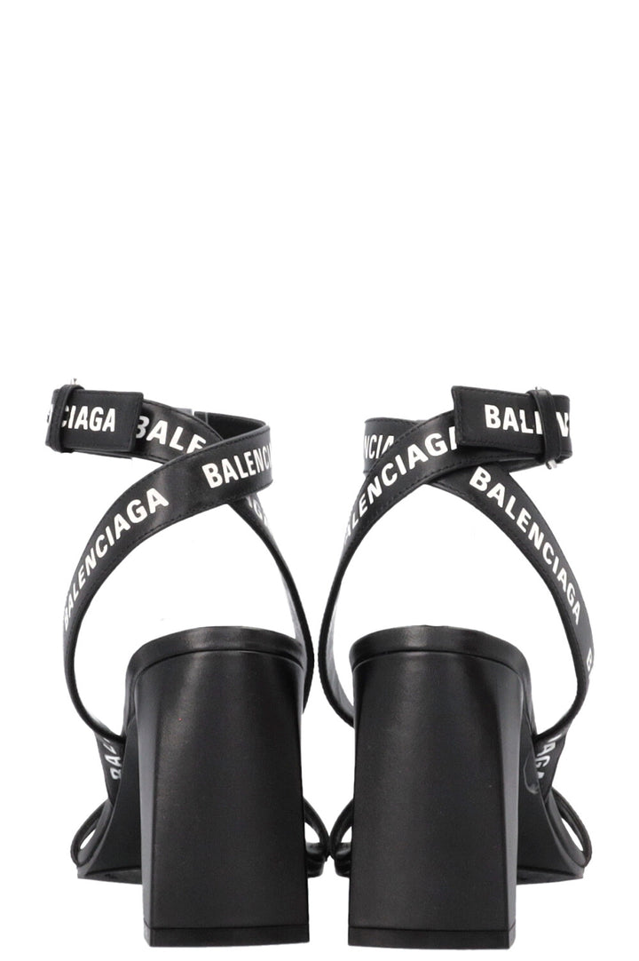 BALENCIAGA Logo Sandals Leather Black
