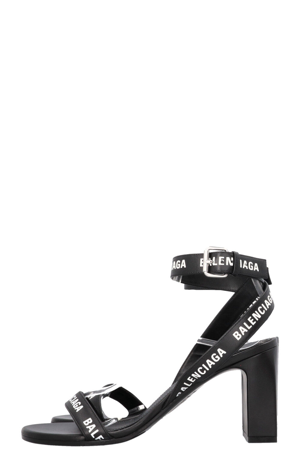 BALENCIAGA Logo Sandals Leather Black