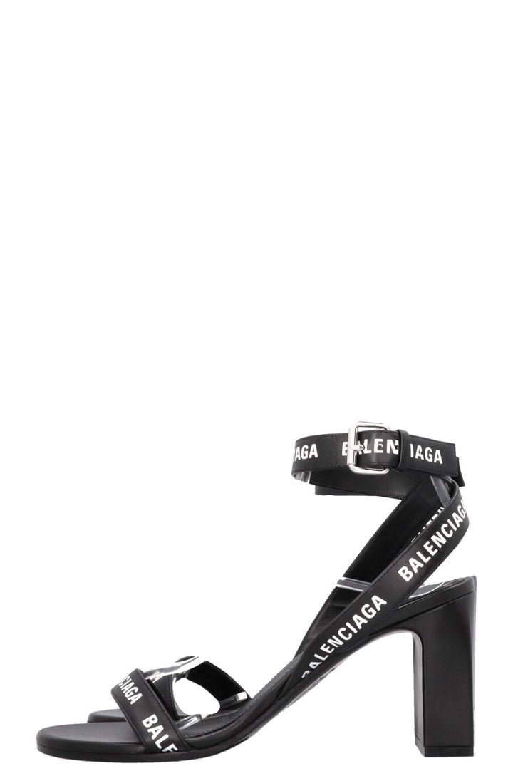BALENCIAGA Logo Sandals Leather Black
