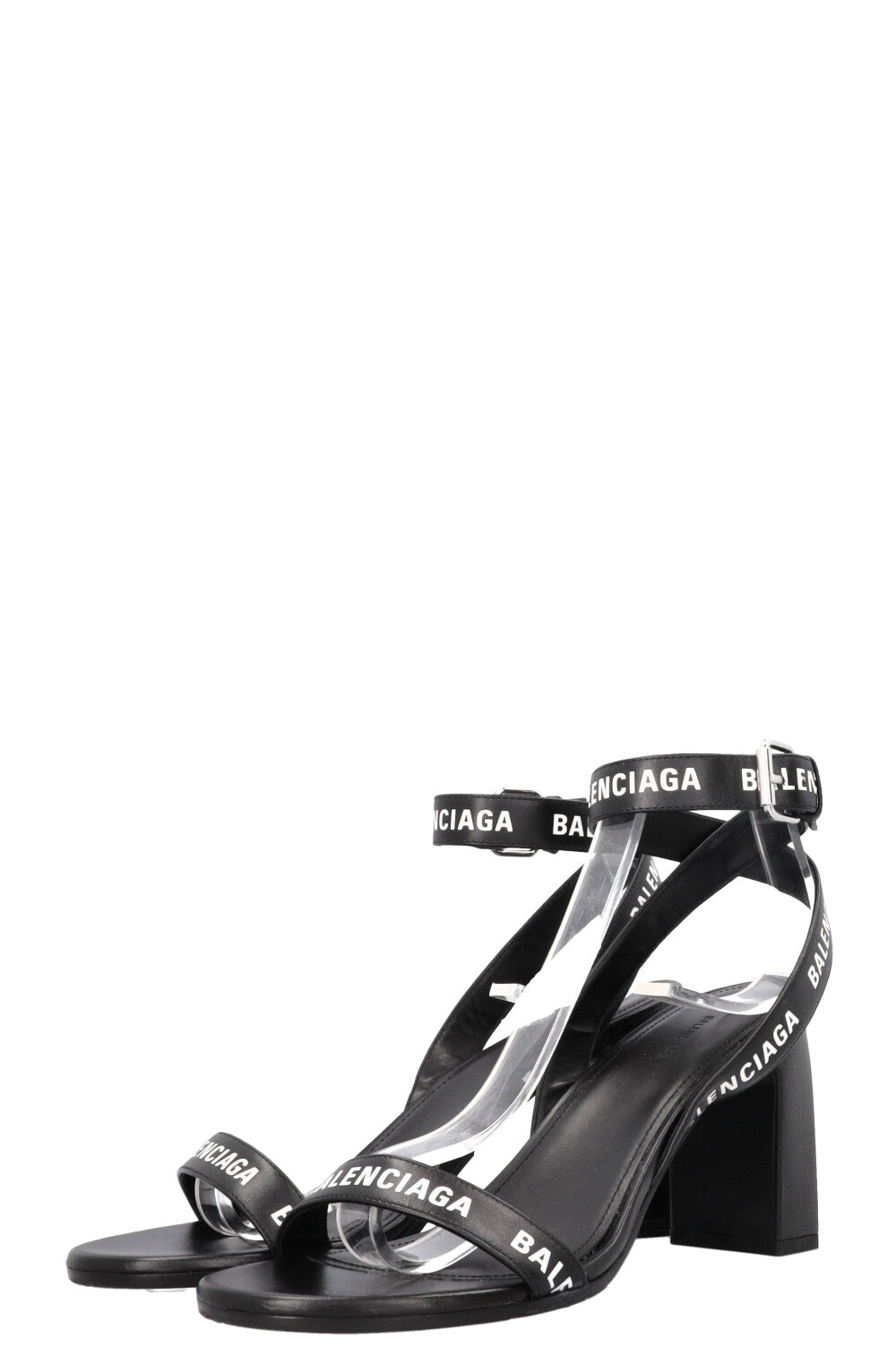BALENCIAGA Logo Sandals Leather Black