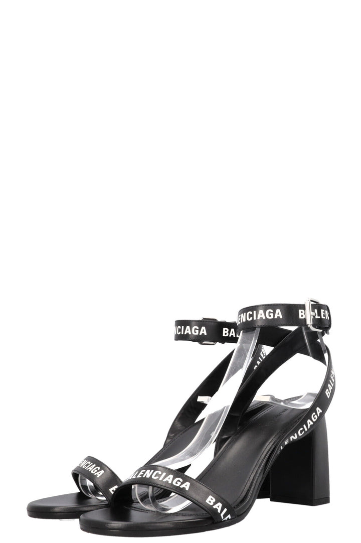 BALENCIAGA Logo Sandals Leather Black