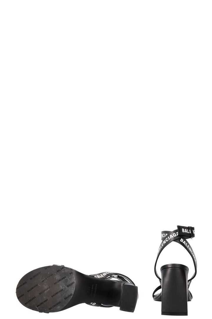 BALENCIAGA Logo Sandals Leather Black