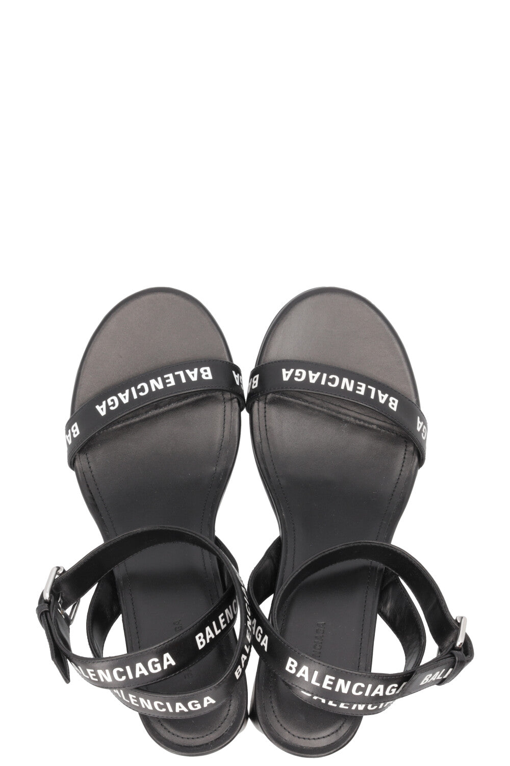 BALENCIAGA Logo Sandals Leather Black