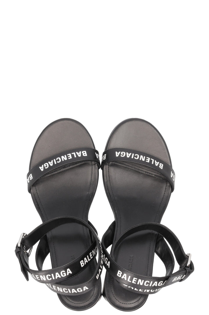 BALENCIAGA Logo Sandals Leather Black
