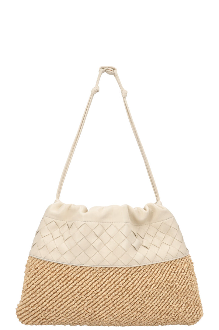 BOTTEGA VENETA Intrecciato Clutch Raffia Leather White