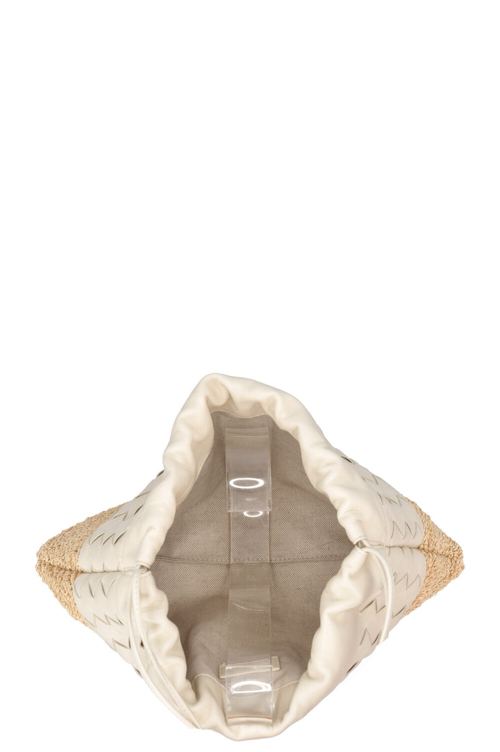 BOTTEGA VENETA Intrecciato Clutch Raffia Leather White
