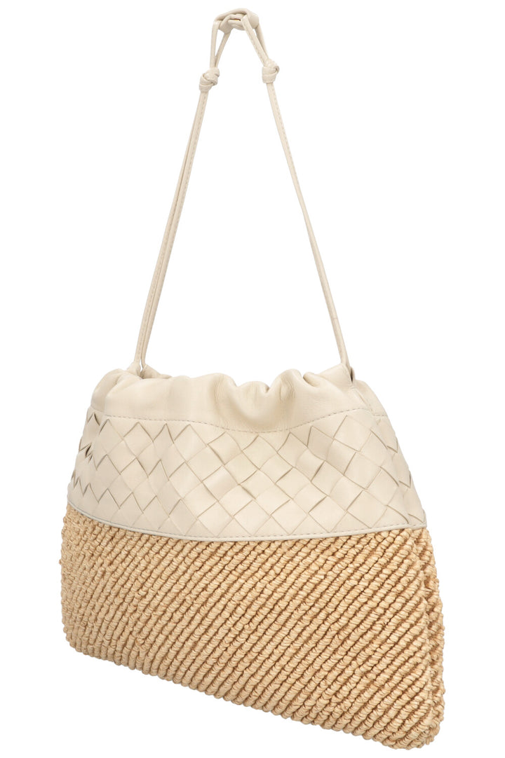 BOTTEGA VENETA Intrecciato Clutch Raffia Leather White