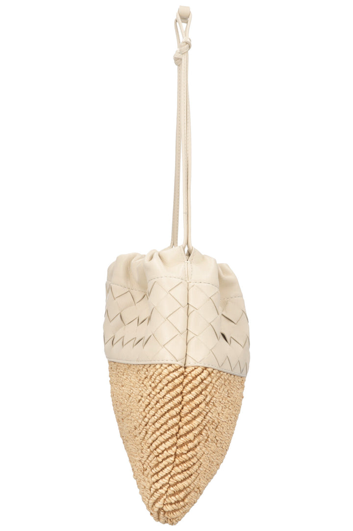 BOTTEGA VENETA Intrecciato Clutch Raffia Leather White