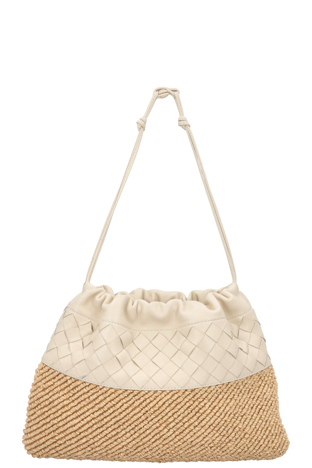 BOTTEGA VENETA Intrecciato Clutch Raffia Leather White